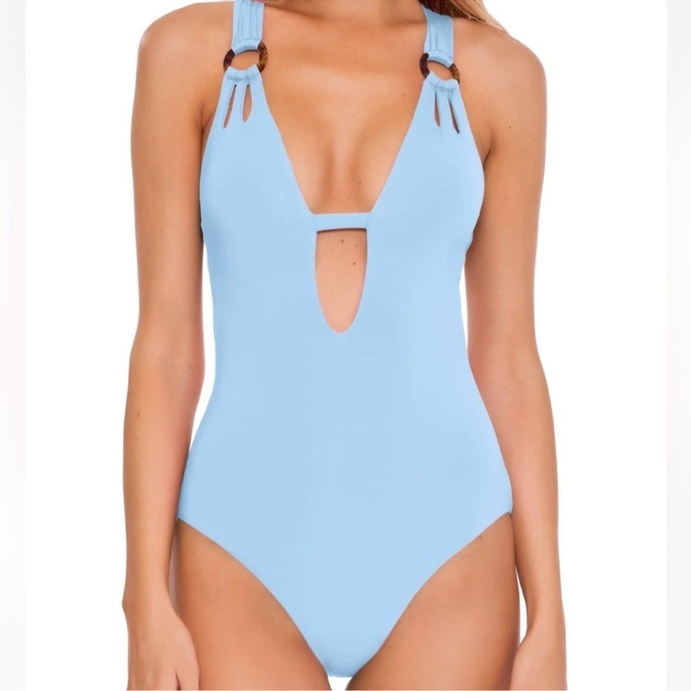 NWOT Becca Skylar Plunge Ring Cutout One Piece Swimsuit Size Small